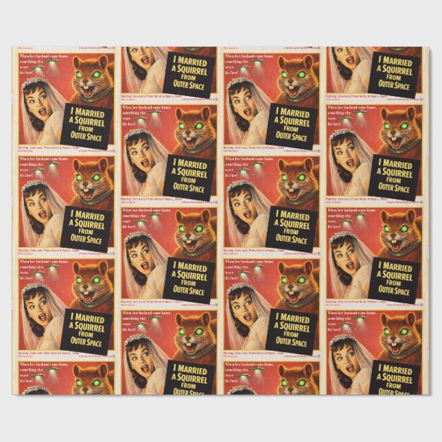 Squirrel from Outer Space Parody Wrapping Paper (Flat)