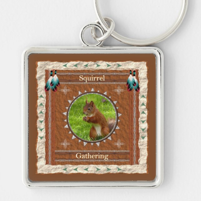Squirrel Gathering Energy Keychain (Front)