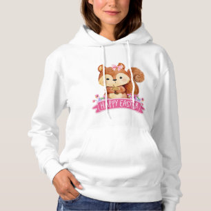 Squirrel Happy Easter Womans Hoodie