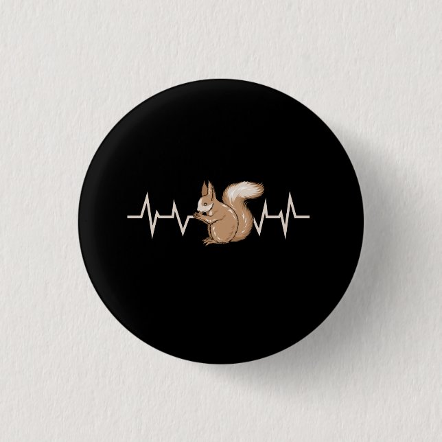 Squirrel Heartbeat Squirrel Lover 1 Inch Round Button (Front)