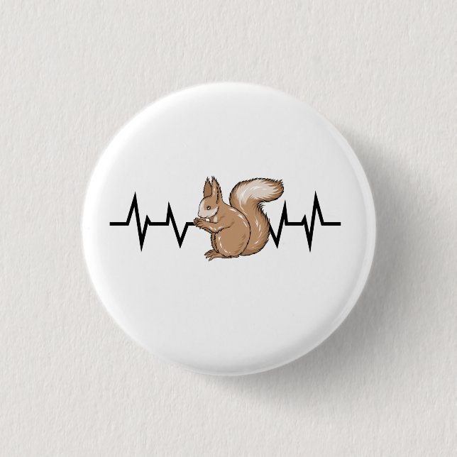 Squirrel Heartbeat Squirrel Lover 1 Inch Round Button (Front)