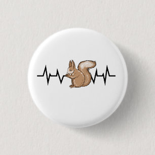 Squirrel Heartbeat Squirrel Lover 1 Inch Round Button