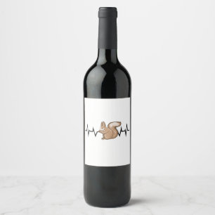 Squirrel Heartbeat Squirrel Lover Wine Label