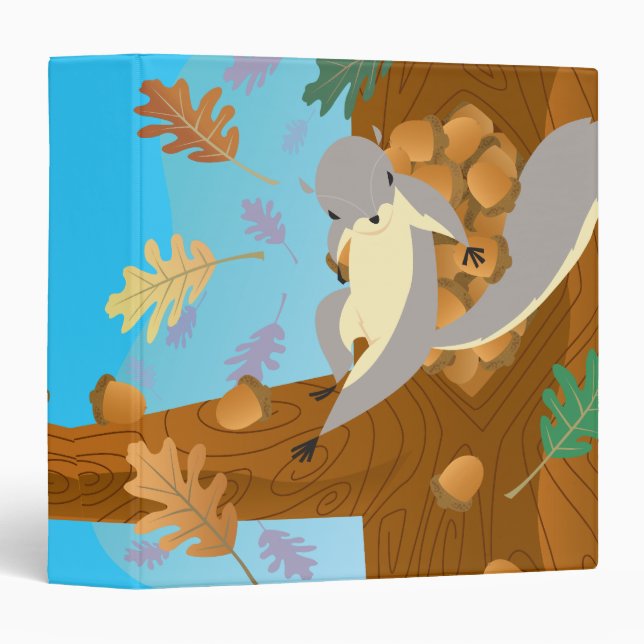 squirrel hoarding acorns binder (Front/Spine)