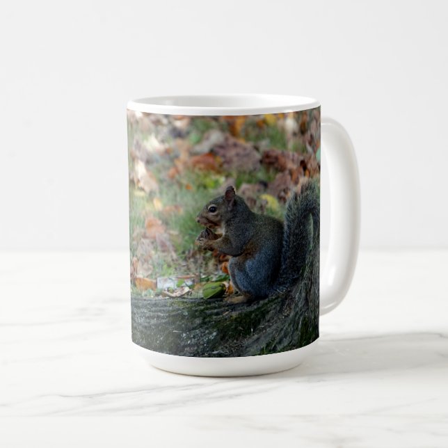 Squirrel holding a nut coffee mug (Front Right)