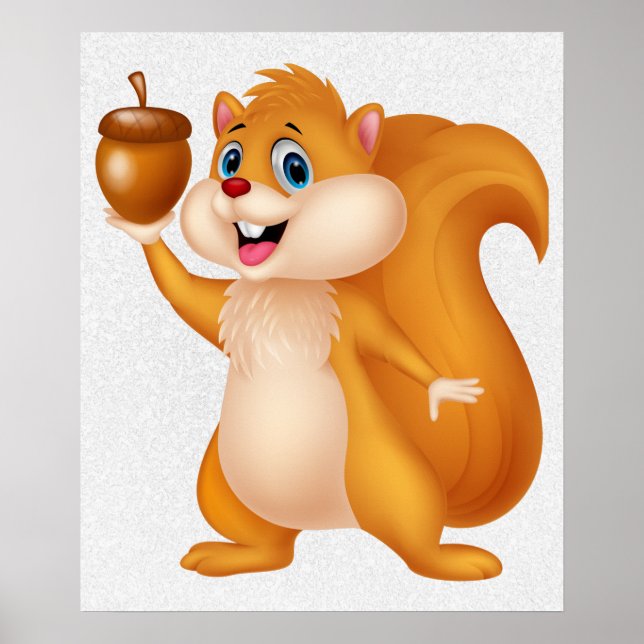 Squirrel Holding Acorn Poster (Front)
