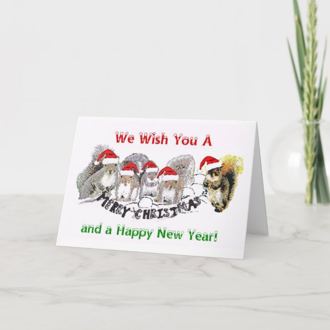 Squirrel Hugger Christmas Card (Front)