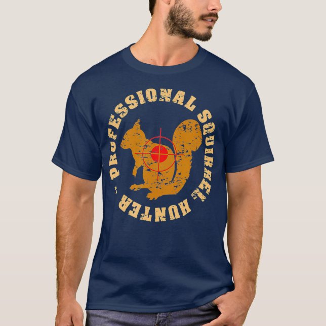 Squirrel Hunter  Retro Distresses Vintage T-Shirt (Front)