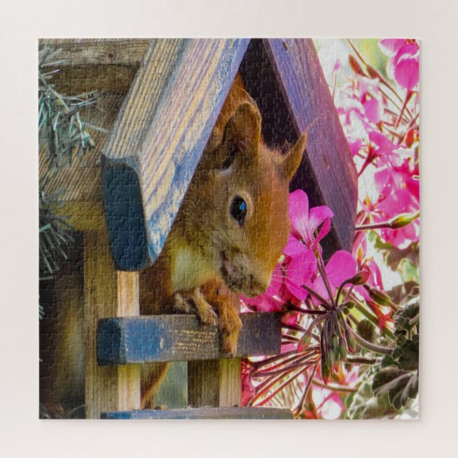 Squirrel In A Birdhouse Jigsaw Puzzle (Vertical)