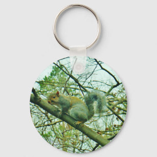 Squirrel in a Light Blue Mist Keychain