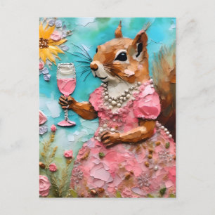 Squirrel in a Pink Dress Postcard