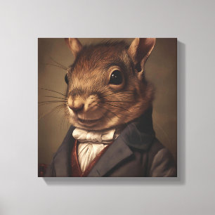 Squirrel In a Suit Animal Art Animal in a Suit Canvas Print