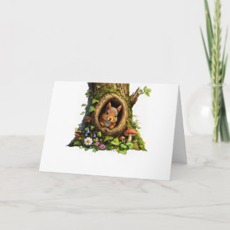 Squirrel in a Tree Hollow Card