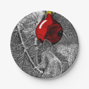 Squirrel in Christmas Tree Paper Plate