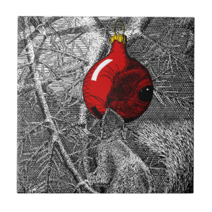 Squirrel in Christmas Tree Tile