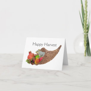 Squirrel in Cornucopia Harvest Card