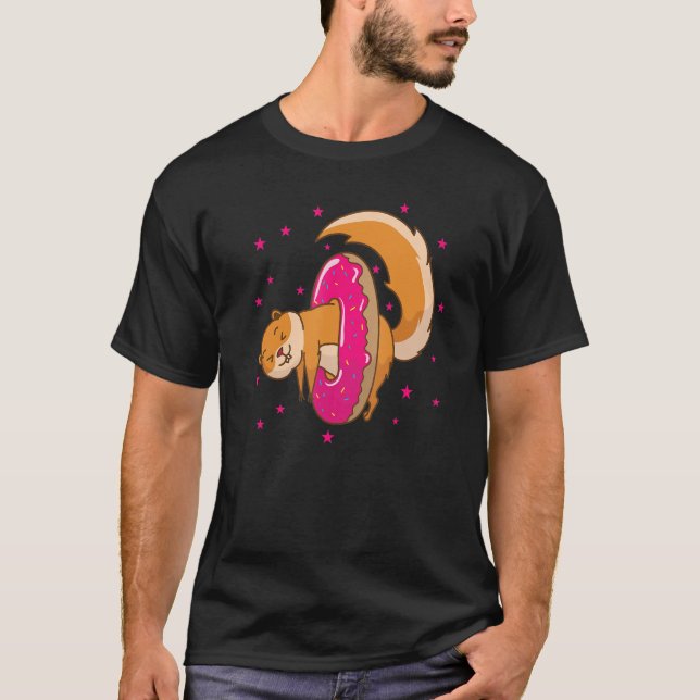 Squirrel in Doughnut Tree Rodent Nut T-Shirt (Front)