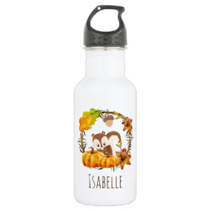 Squirrel in Floral Wreath Fall Rustic 532 Ml Water Bottle