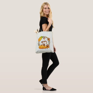Squirrel in Floral Wreath Fall Rustic Tote Bag