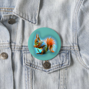 Squirrel in modern style 3 inch round button