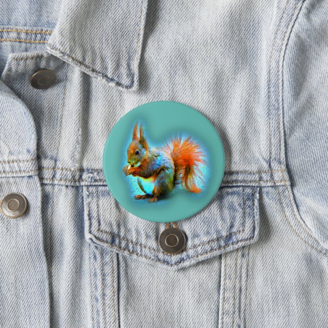 Squirrel in modern style 3 inch round button (In Situ)