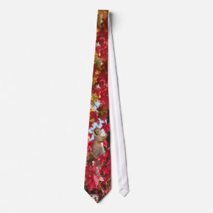 Squirrel in red autumn tree tie