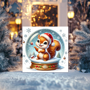 Squirrel in Snow Globe Holiday Card