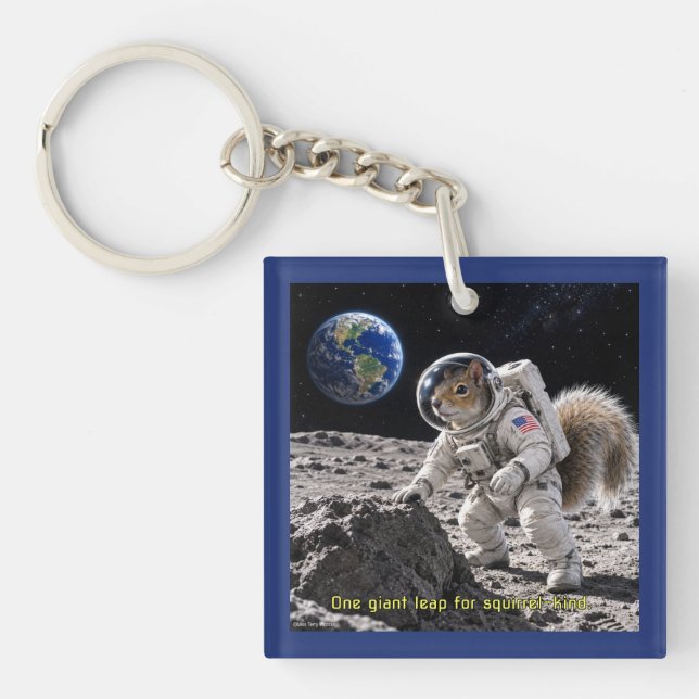 Squirrel in Space Keychain (Front)