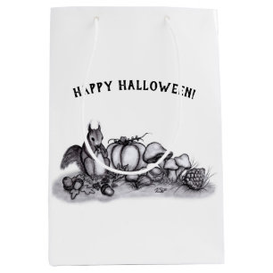 Squirrel in the Autumn , Happy Halloween! Medium Gift Bag