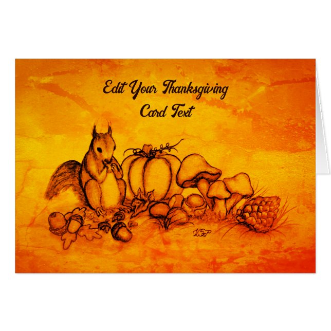 Squirrel in the Autumn , Happy Thanksgiving! (Front Horizontal)