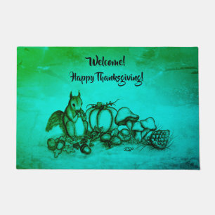 Squirrel in the Autumn , Happy Thanksgiving! Doormat
