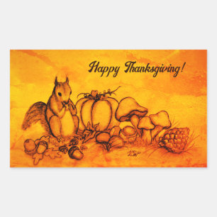 Squirrel in the Autumn , Happy Thanksgiving! Sticker