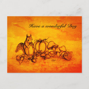 Squirrel in the Autumn , have a wonderful day Postcard