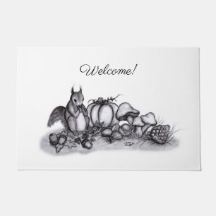 Squirrel in the Autumn , Welcome  Doormat
