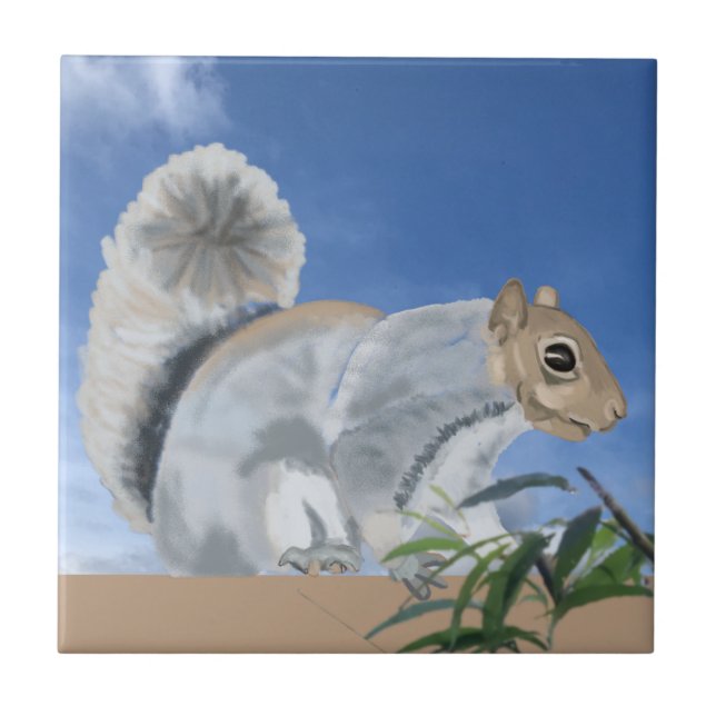Squirrel in the Countryside  Ceramic Tile (Front)