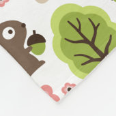 Squirrel in The Oak Forest Pattern Fleece Blanket (Corner)