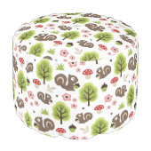 Squirrel in The Oak Forest Pattern Pouf (Angled Back)