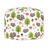 Squirrel in The Oak Forest Pattern Pouf (Right)