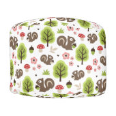 Squirrel in The Oak Forest Pattern Pouf (Front)