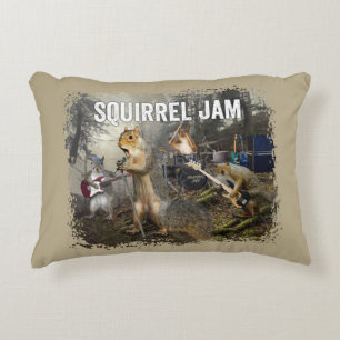 Squirrel Jam - funny rock band Accent Pillow
