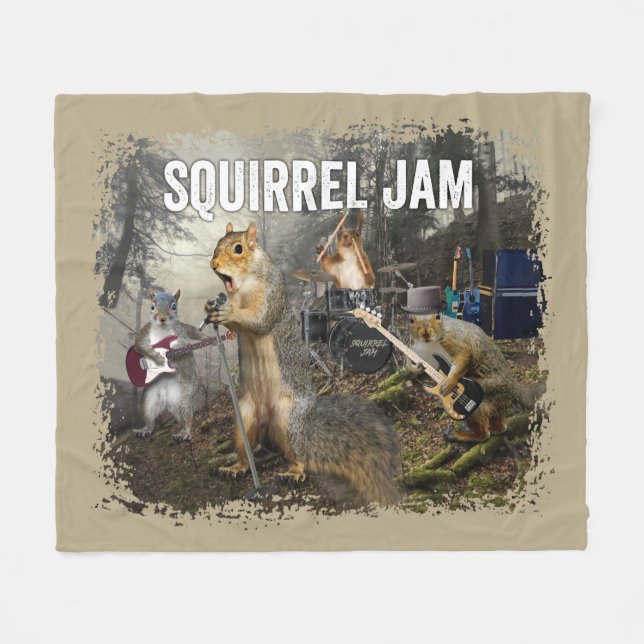 Squirrel Jam - funny rock band Fleece Blanket (Front (Horizontal))
