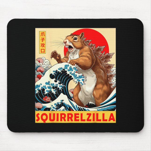 Squirrel Japanese Art Funny Squirrel For Men Women Mouse Pad (Front)