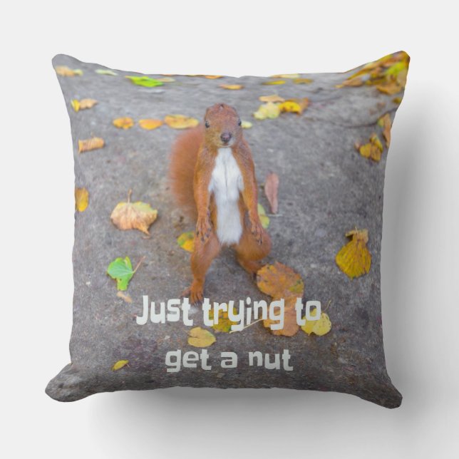 squirrel Just trying to get a nut Throw Pillow (Front)
