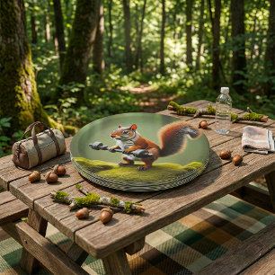 Squirrel Lifting Weights Paper Plate