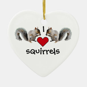Squirrel Love Ceramic Ornament