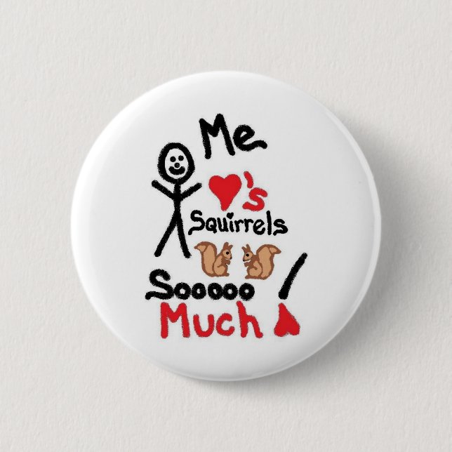 Squirrel Lover Cartoon 2 Inch Round Button (Front)