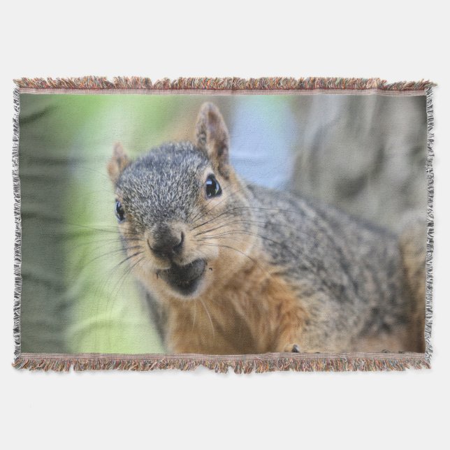Squirrel magnet throw blanket (Front)