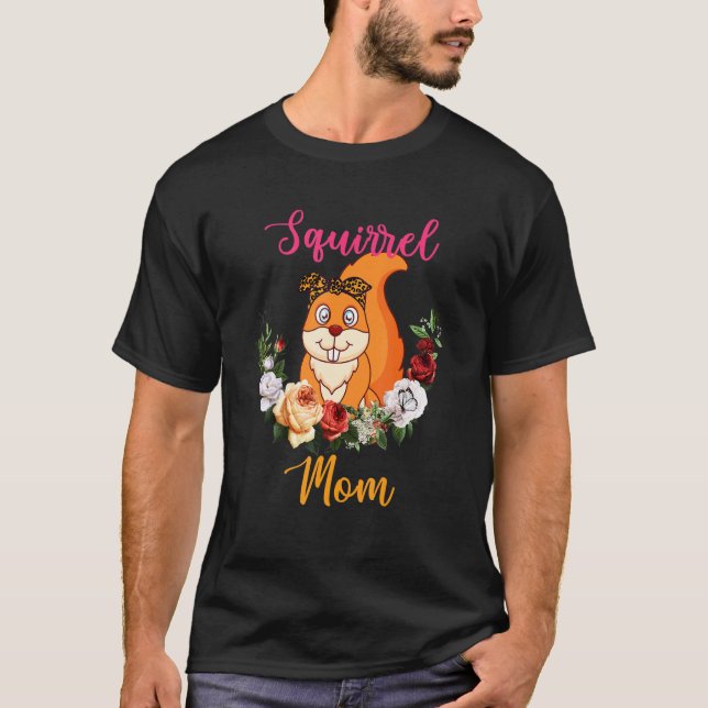 Squirrel Mom Floral Squirrel Bow Tie Lover Mother' T-Shirt (Front)