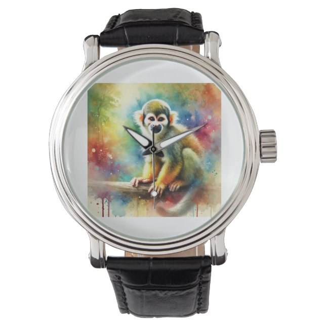Squirrel Monkey in a Colorful Light 210924AREF138  Watch (Front)