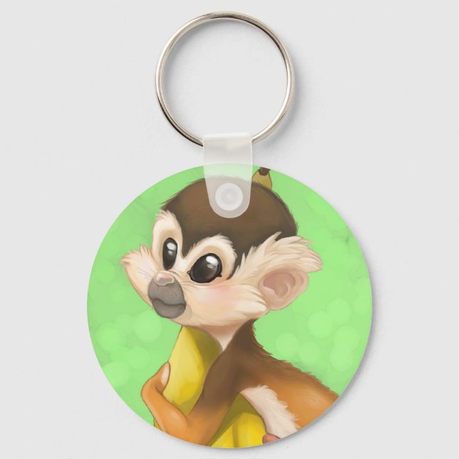 Squirrel Monkey with Banana Keychain (Front)